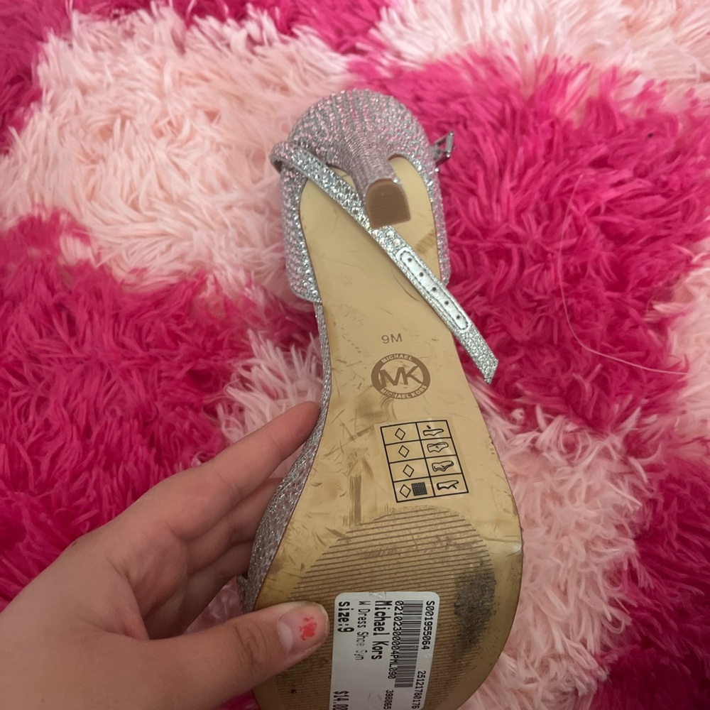 Michael Kors Silver Glitter Ankle-Strap Heel